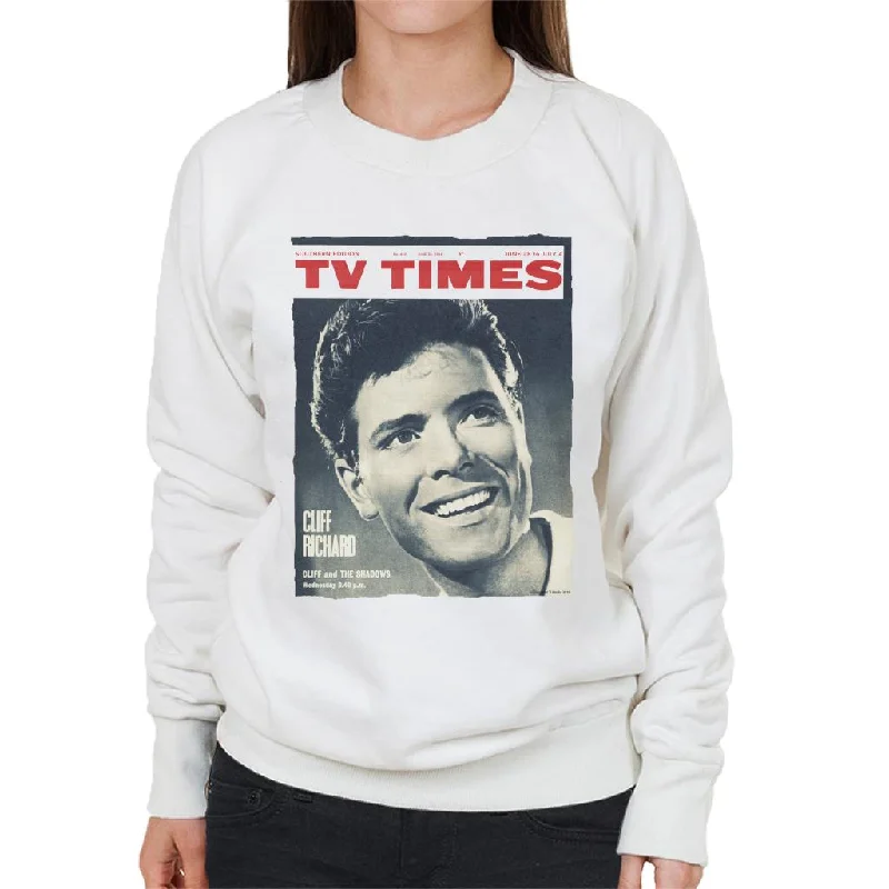 TV Times Cliff Richard 1964 Cover Women's Sweatshirt Zip Hoodie Drawstring Kangaroo Pocket TV Times Cliff Richard 1964 Cover Women's Sweatshirt Zip Hoodie Drawstring Kangaroo Pocket