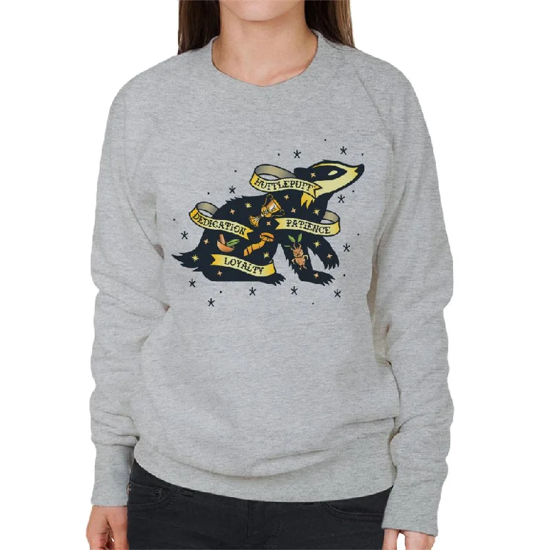 Harry Potter Badger Of Hufflepuff Patience And Loyalty Women's Sweatshirt Hoodie with Stripes Bold Sporty Harry Potter Badger Of Hufflepuff Patience And Loyalty Women's Sweatshirt Hoodie with Stripes Bold Sporty