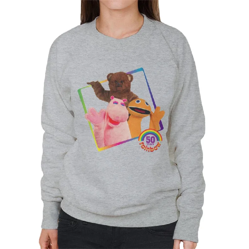 Rainbow 1972 50 Years Bungle George And Zippy Women's Sweatshirt Hoodie with Oversized Fit Loose Comfortable Rainbow 1972 50 Years Bungle George And Zippy Women's Sweatshirt Hoodie with Oversized Fit Loose Comfortable