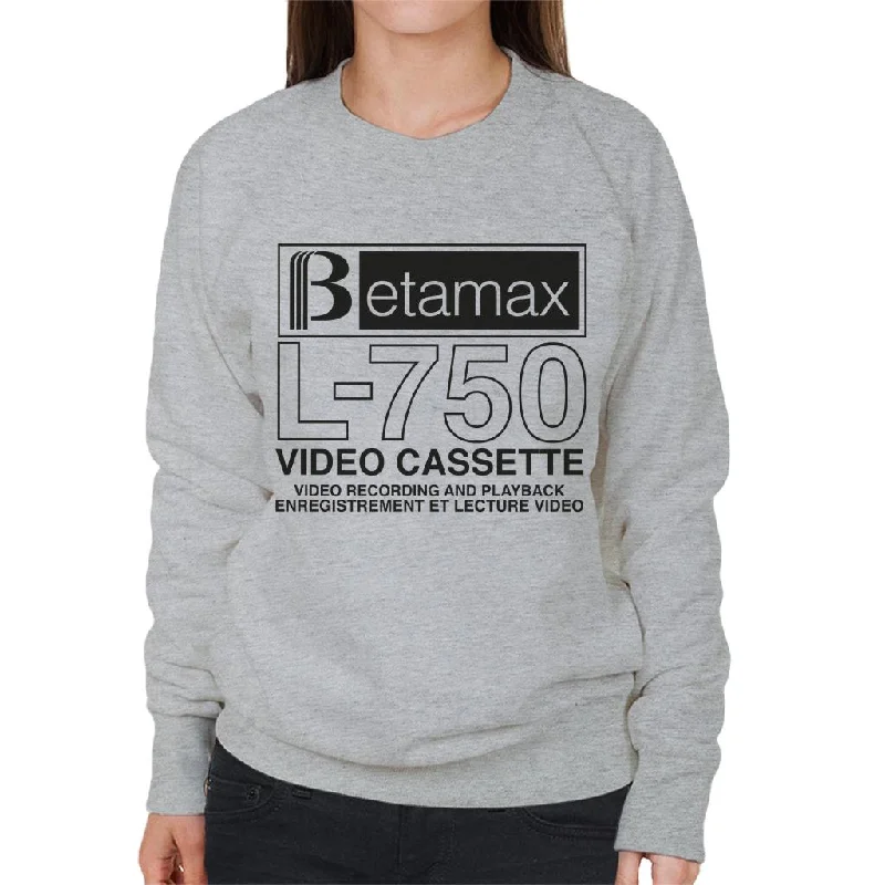 Betamax Black B Logo L 750 Cassette Women's Sweatshirt Hoodie with Slim Fit Tailored Modern Betamax Black B Logo L 750 Cassette Women's Sweatshirt Hoodie with Slim Fit Tailored Modern
