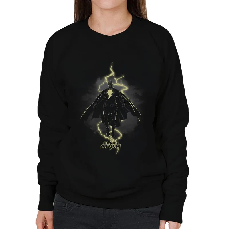 Black Adam Lightning Bolt Women's Sweatshirt Hoodie with Exposed Zipper Edgy Industrial Black Adam Lightning Bolt Women's Sweatshirt Hoodie with Exposed Zipper Edgy Industrial