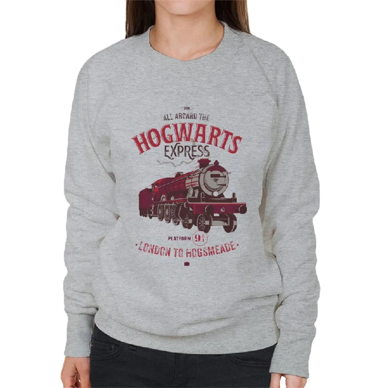 Harry Potter All Aboard The Hogwarts Express London To Hogsmeade Women's Sweatshirt Hoodie with Stripes Bold Sporty Harry Potter All Aboard The Hogwarts Express London To Hogsmeade Women's Sweatshirt Hoodie with Stripes Bold Sporty