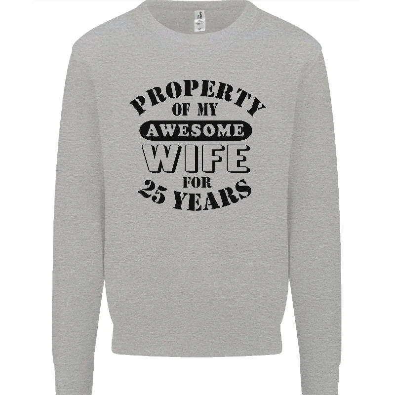 25th Wedding Anniversary 25 Year Funny Wife Mens Sweatshirt Jumper Hoodie with Elastic Waist Stretchable Comfortable 25th Wedding Anniversary 25 Year Funny Wife Mens Sweatshirt Jumper Hoodie with Elastic Waist Stretchable Comfortable