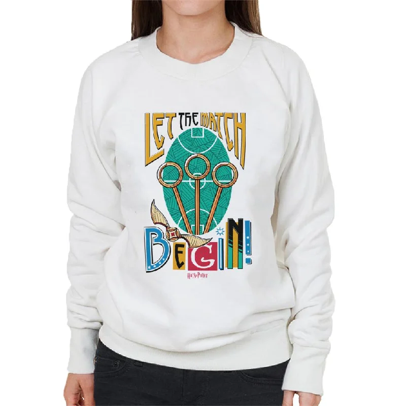 Harry Potter Quidditch Let The Match Begin Women's Sweatshirt Hoodie with Batwing Sleeves Loose Dramatic Harry Potter Quidditch Let The Match Begin Women's Sweatshirt Hoodie with Batwing Sleeves Loose Dramatic