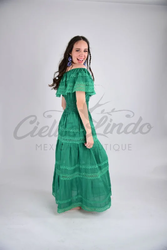 Adalia Maxi Dress Green Trendy Floral Print Maxi Dress