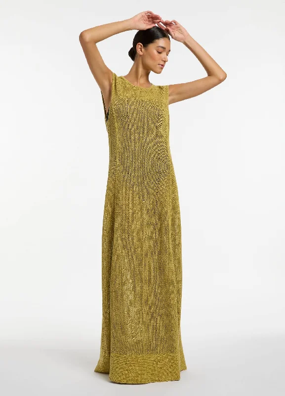 Echelle Crochet Maxi Dress - Pistachio Fashionable High-Waist Maxi Dress