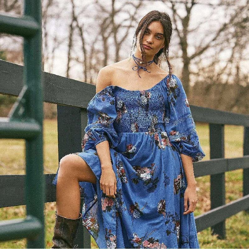 FREE PEOPLE - Morning Glory Maxi Dress - Dutch Blue Fashionable Sleeveless Maxi Dress FREE PEOPLE - Morning Glory Maxi Dress - Dutch Blue Fashionable Sleeveless Maxi Dress