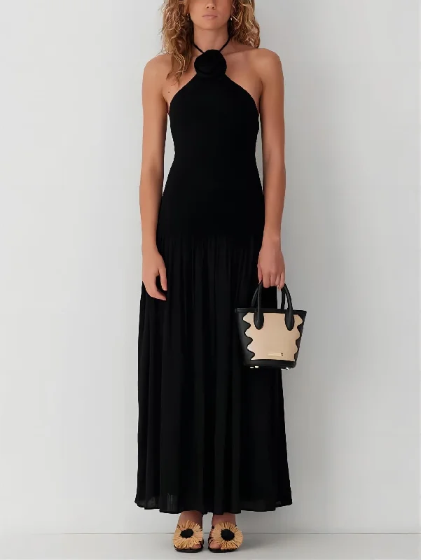 Halterneck Floral Rainbow Charming Ombre Pleated Maxi Dress Comfortable Ruffle Maxi Dress Halterneck Floral Rainbow Charming Ombre Pleated Maxi Dress Comfortable Ruffle Maxi Dress