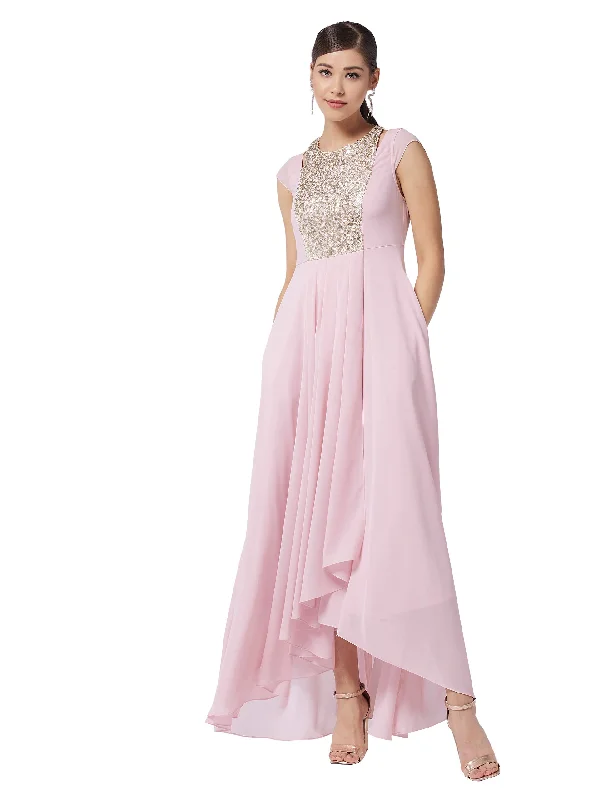 Miss Chase Women's Dusty Pink Round Neck Cap Sleeve Solid Embellished Maxi Dress(MCAW21D06-12-234-04,Dusty Pink,M) Comfortable Bohemian Maxi Dress Miss Chase Women's Dusty Pink Round Neck Cap Sleeve Solid Embellished Maxi Dress(MCAW21D06-12-234-04,Dusty Pink,M) Comfortable Bohemian Maxi Dress