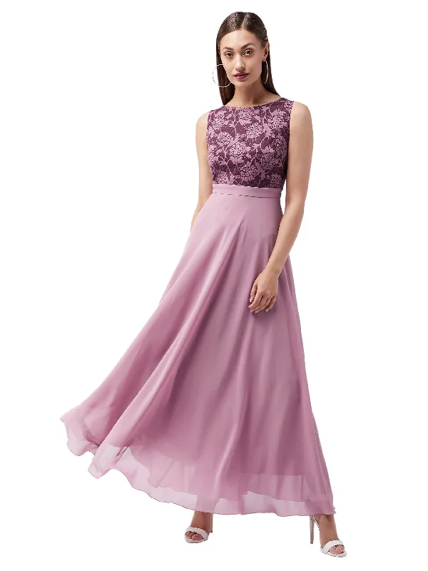 Miss Chase Women's Lavender Round Neck Sleeveless Solid Lace Overlaid Maxi Dress (MCAW19D08-57-196-02,Lavender,XS) Classic Solid Maxi Dress Miss Chase Women's Lavender Round Neck Sleeveless Solid Lace Overlaid Maxi Dress (MCAW19D08-57-196-02,Lavender,XS) Classic Solid Maxi Dress
