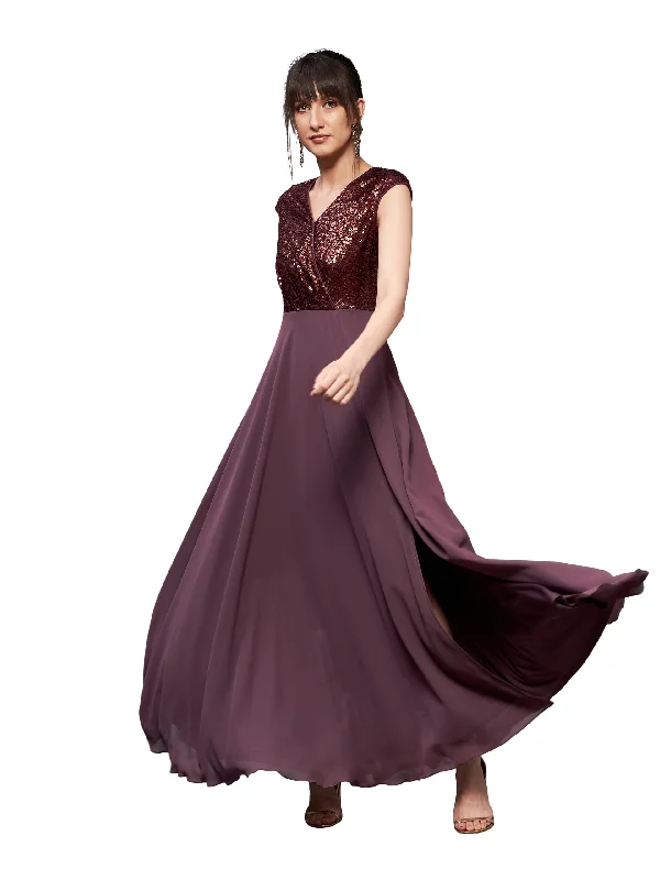 Miss Chase Women's Mauve & Wine V-Neck Sleeveless Embellished Wrap Maxi Dress (MCSS20D06-10-264-05, Mauve & Wine, L) Chic Boho Print Maxi Dress Miss Chase Women's Mauve & Wine V-Neck Sleeveless Embellished Wrap Maxi Dress (MCSS20D06-10-264-05, Mauve & Wine, L) Chic Boho Print Maxi Dress