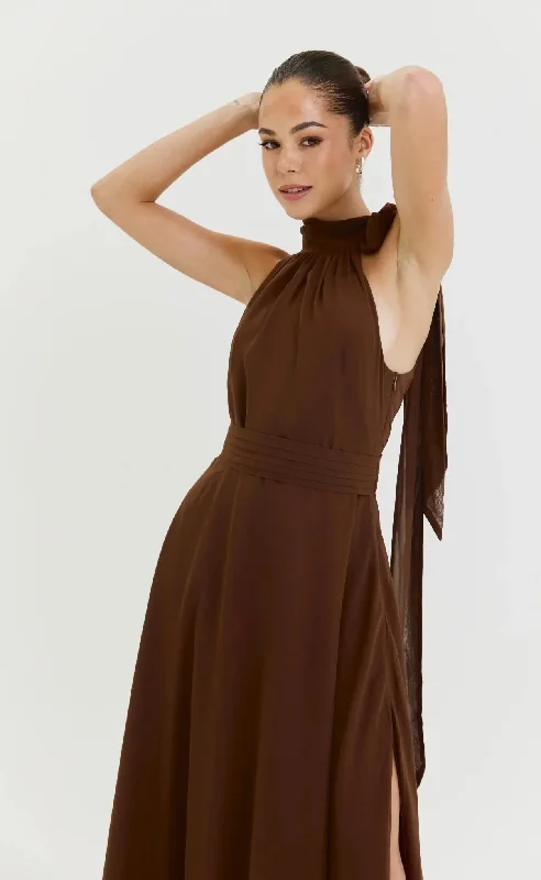 Mocha Maxi Dress Trendy V-Neck Maxi Dress