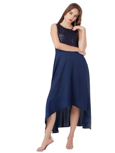 Zink London Women's Navy Blue Embellished Flared Maxi Dress Classic Strapless Maxi Dress Zink London Women's Navy Blue Embellished Flared Maxi Dress Classic Strapless Maxi Dress