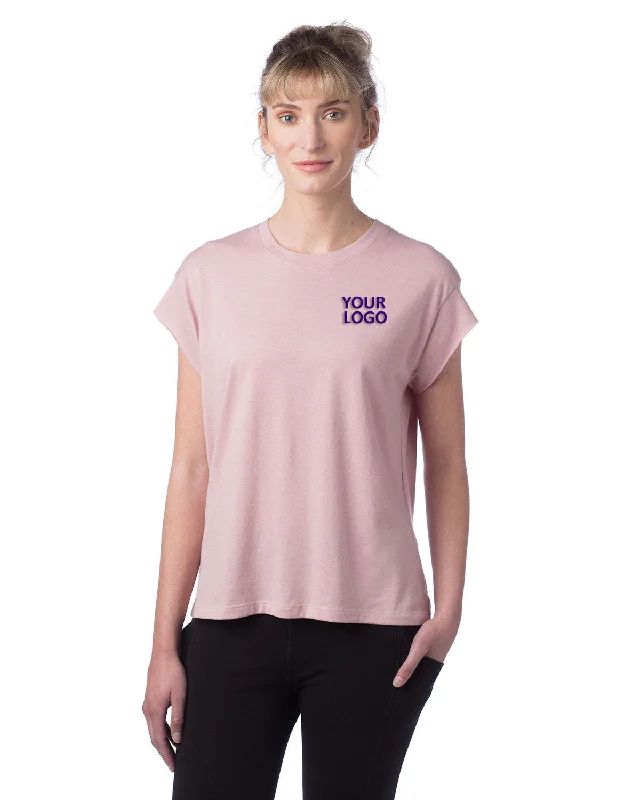 Alternative Ladies' Modal Tri-Blend Raw Edge Muscle T-Shirt, Rose Quartz Print Jacquard Patchwork Alternative Ladies' Modal Tri-Blend Raw Edge Muscle T-Shirt, Rose Quartz Print Jacquard Patchwork