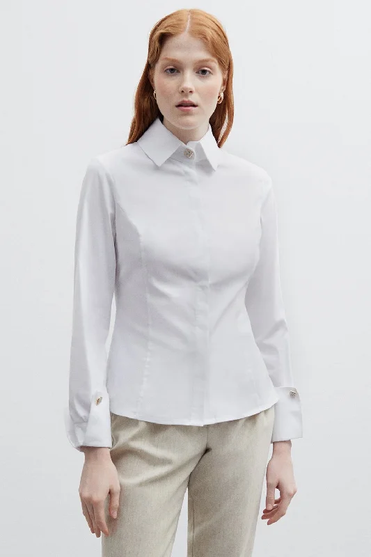 Ann Shirt Notch Collar Peter Pan Collar Cowl Neck