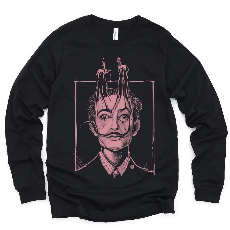 Dali's Portrait Long Sleeve T-Shirt: Surreal Tribute Oversized T-Shirt Spandex breathable Dali's Portrait Long Sleeve T-Shirt: Surreal Tribute Oversized T-Shirt Spandex breathable