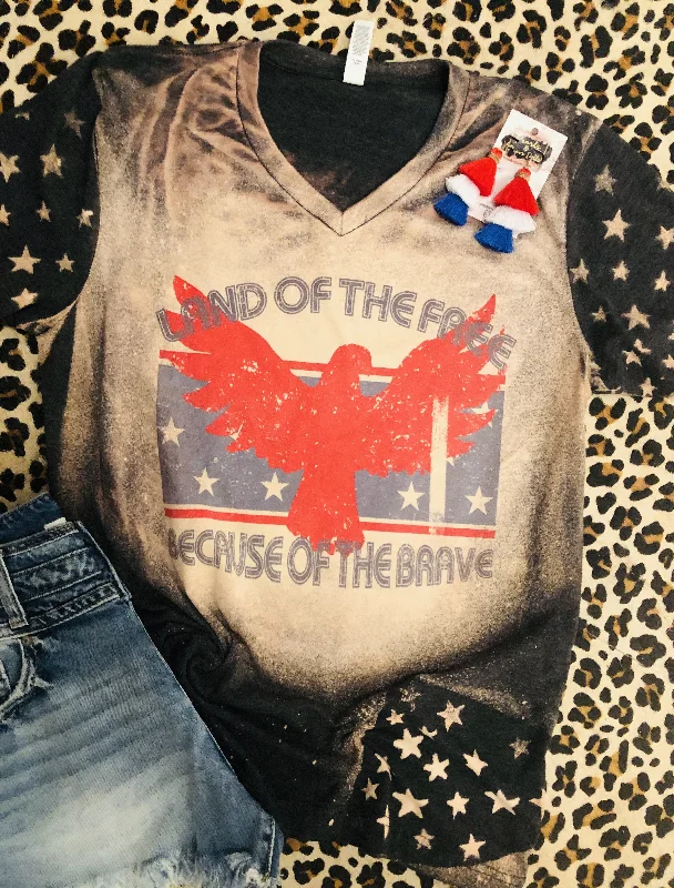 Land of the Free Because of the Brave Eagle star Tee Polka Dot Checkered Tartan