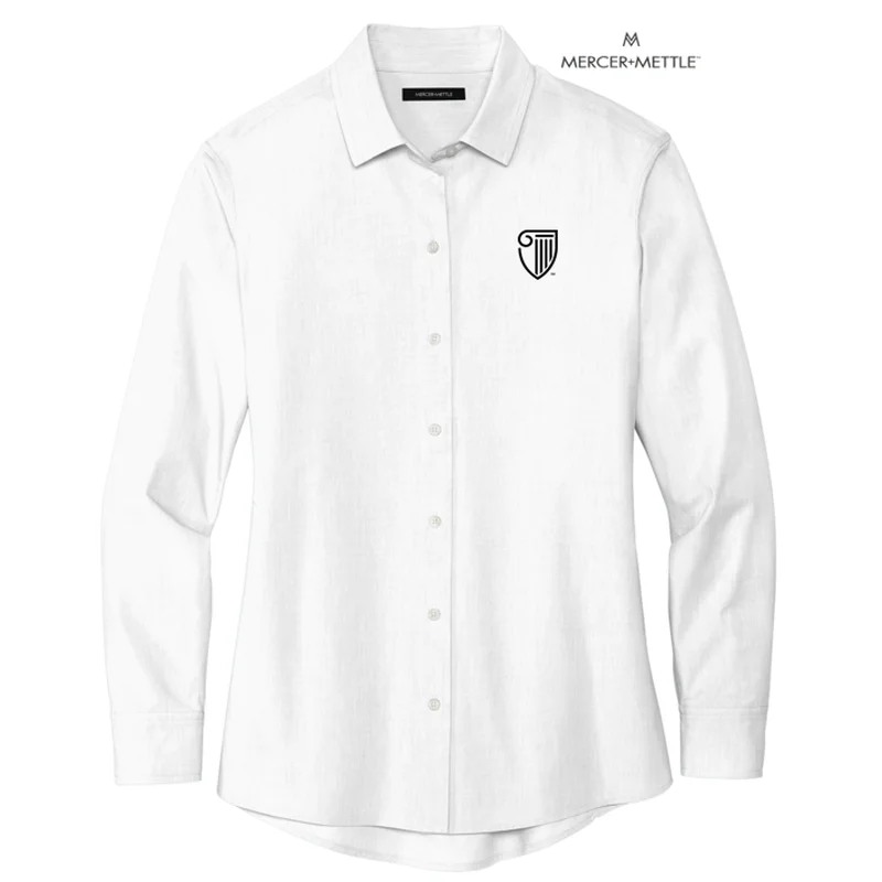 NEW STRAYER Mercer+Mettle™ Women’s Long Sleeve Stretch Woven Shirt - WHITE Terry Blend Velvet Blend Canvas Blend NEW STRAYER Mercer+Mettle™ Women’s Long Sleeve Stretch Woven Shirt - WHITE Terry Blend Velvet Blend Canvas Blend