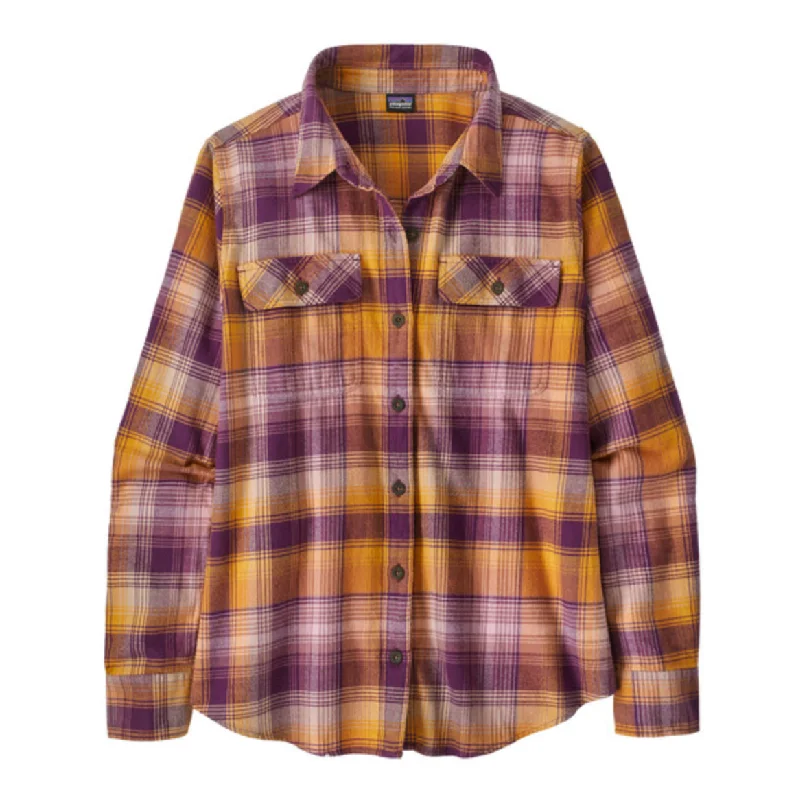 Patagonia Women's Long-Sleeved Organic Cotton Midweight Fjord Flannel Shirt - Sun Rays: Night Plum Satin Blend Silk Blend Wool Blend Patagonia Women's Long-Sleeved Organic Cotton Midweight Fjord Flannel Shirt - Sun Rays: Night Plum Satin Blend Silk Blend Wool Blend