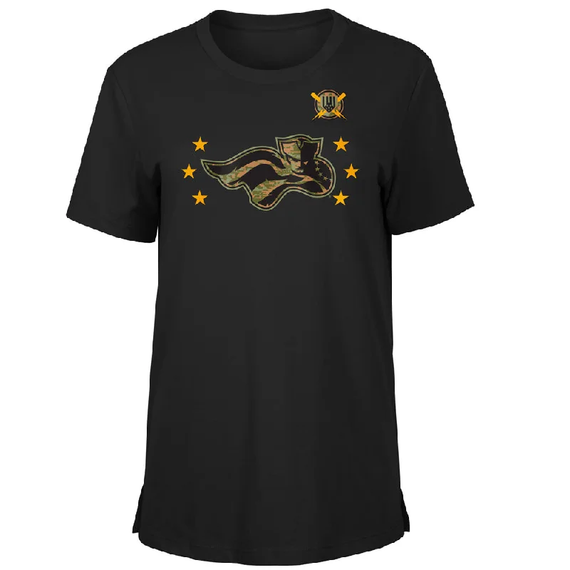 Somerset Patriots Womens 2024 Armed Forces Black Tee Mesh Blend Leather Blend Suede Blend Somerset Patriots Womens 2024 Armed Forces Black Tee Mesh Blend Leather Blend Suede Blend