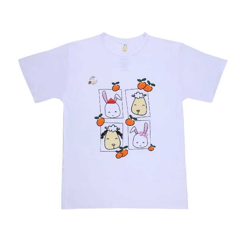 SPECIAL EDITION - Unisex Short Sleeve T-Shirt Happy Rabbit Year White Print Jacquard Patchwork SPECIAL EDITION - Unisex Short Sleeve T-Shirt Happy Rabbit Year White Print Jacquard Patchwork