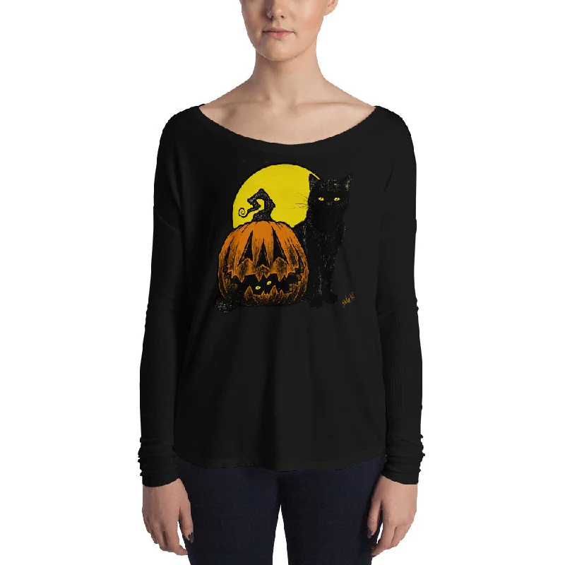 Still Life with Feline and Gourd Ladies' Long Sleeve Tee Fitted T-Shirt Seamless Stretchy Still Life with Feline and Gourd Ladies' Long Sleeve Tee Fitted T-Shirt Seamless Stretchy