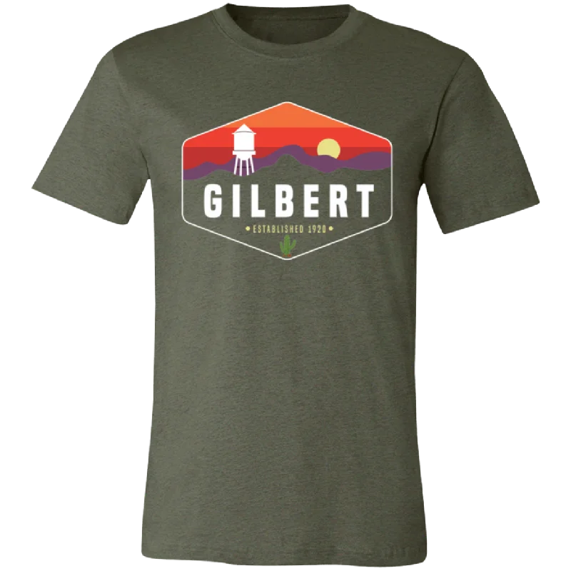 Unisex Crew Neck Shirt | Gilbert Sunset | Military Green Plaid T-Shirt Polka Dot Checkered Unisex Crew Neck Shirt | Gilbert Sunset | Military Green Plaid T-Shirt Polka Dot Checkered
