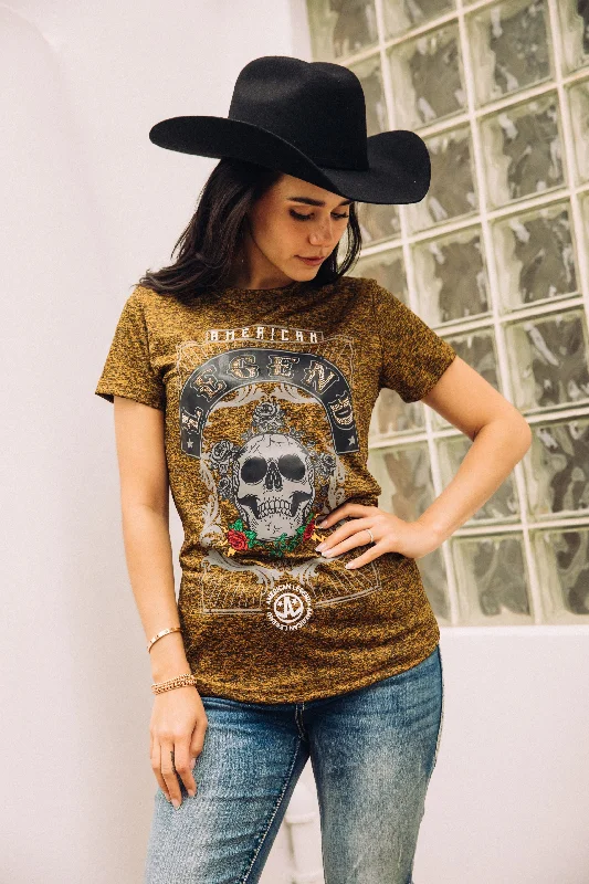 Women's Cotton American Legend Graphic Print Gold T-shirt Terry Blend Velvet Blend Canvas Blend Women's Cotton American Legend Graphic Print Gold T-shirt Terry Blend Velvet Blend Canvas Blend