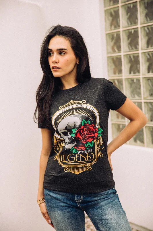 Women's Cotton American Legend Graphic Print Black T-shirt Satin Blend Silk Blend Wool Blend Women's Cotton American Legend Graphic Print Black T-shirt Satin Blend Silk Blend Wool Blend