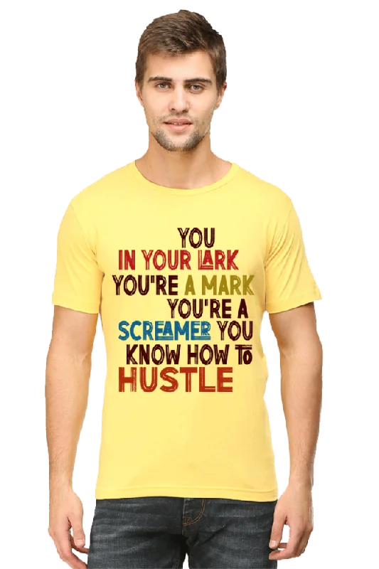 You in your lark Classic Unisex Round neck T-shirt Mesh Canvas Denim