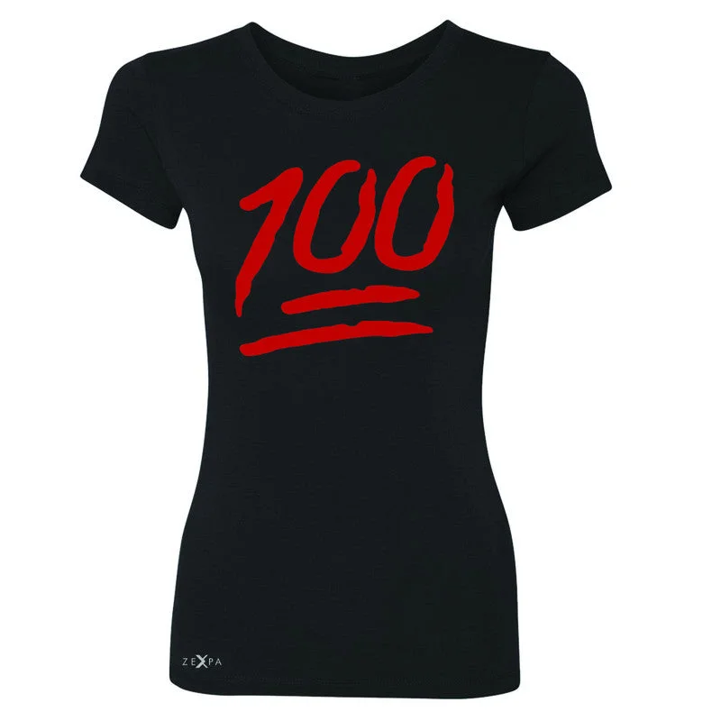 Zexpa Apparel™ Emoji 100 Red Logo Women's T-shirt Funny Cool Tee Welt Pockets Slit Pockets Flap Pockets Zexpa Apparel™ Emoji 100 Red Logo Women's T-shirt Funny Cool Tee Welt Pockets Slit Pockets Flap Pockets