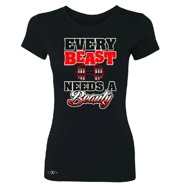 Zexpa Apparel™ Every Beast Needs A Beauty Valentines Day Women's T-shirt Couple Tee Basic T-Shirt Crew Neck Short Sleeve Zexpa Apparel™ Every Beast Needs A Beauty Valentines Day Women's T-shirt Couple Tee Basic T-Shirt Crew Neck Short Sleeve