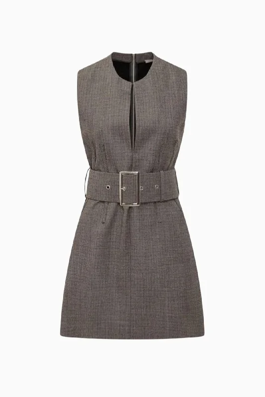 Stella McCartney Belted Mini Dress - Camel Grey Classic Striped Mini Dress