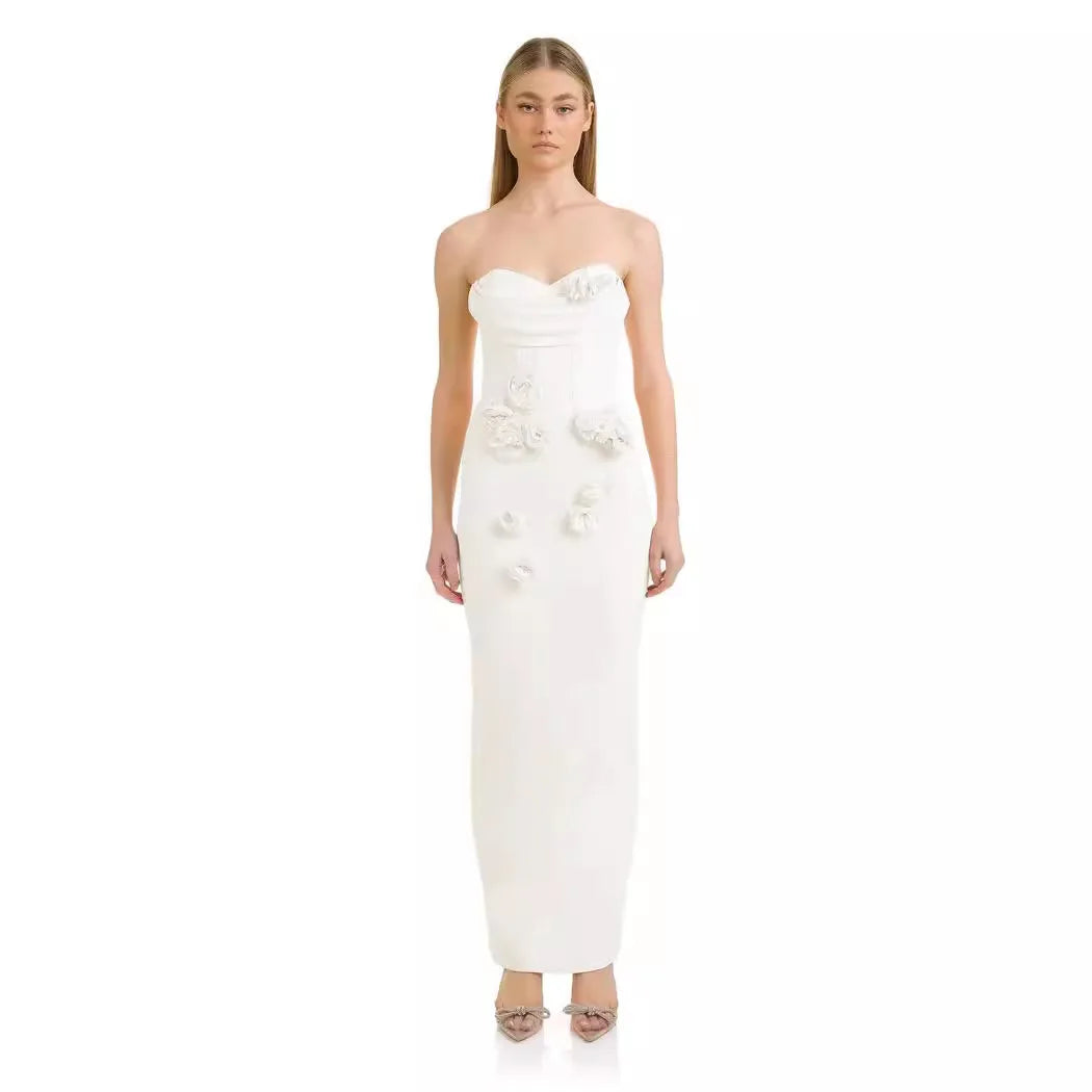 3D Flower Bandage Backless Elegant Party Dresses