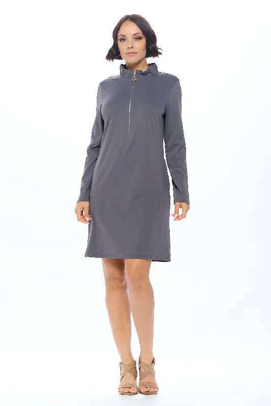 Aria Zip-Up Dress in Gray