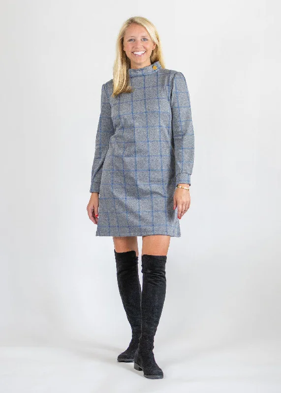 Camilla Dress - Plaid Charcoal/Demin