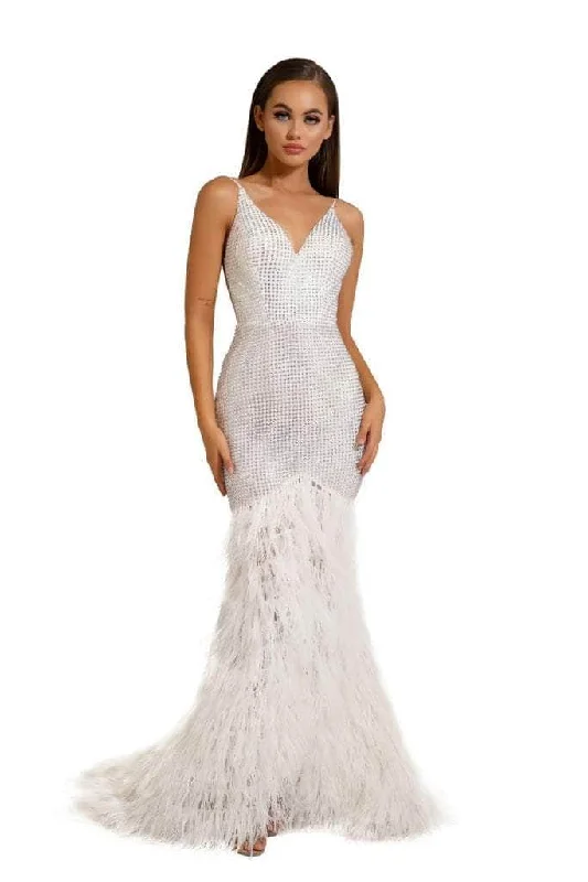 Captivating Feather Prom Dress: Elegance and Allure from Portia and Scarlett (PS6826)