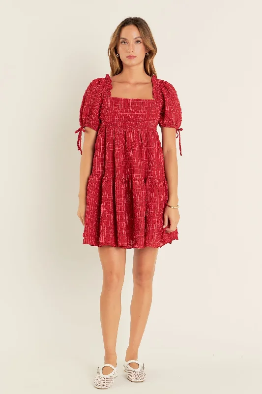 English Factory - Crinkled Gingham Flounce Dress