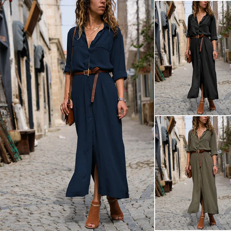 Fashionable loose long-sleeved dresses