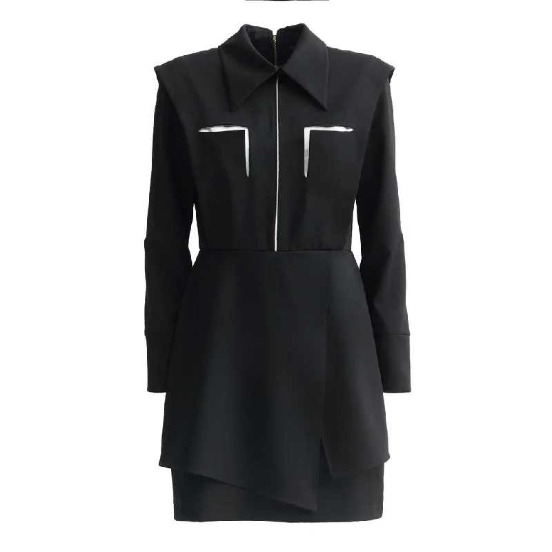 Knee-Length Longsleeve Dress | Black