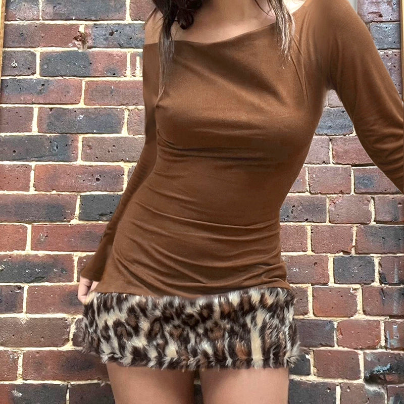 Keri Leopard Velvet Swing Dress