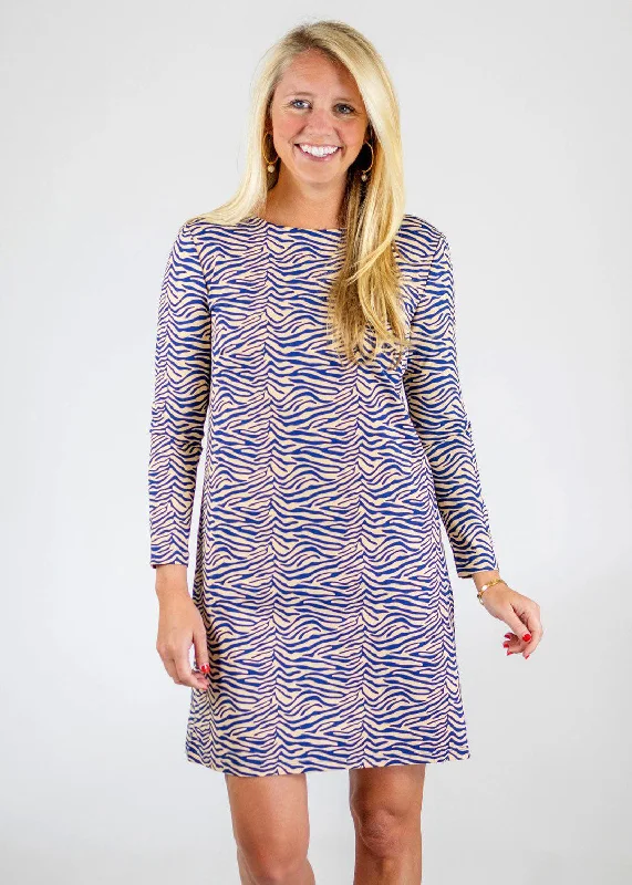 Marina Dress Full Sleeve - Zebra Blue/Almond