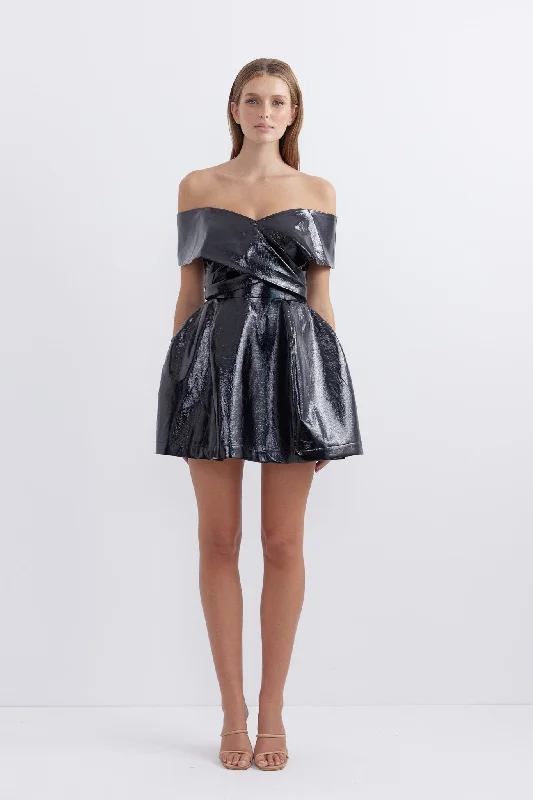 Pasduchas Flight Bell Dress - Patent Black