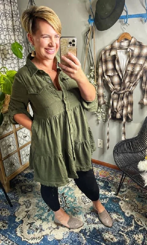 Weekend In Aspen Tiered Button Up Tiered Tunic or Dress