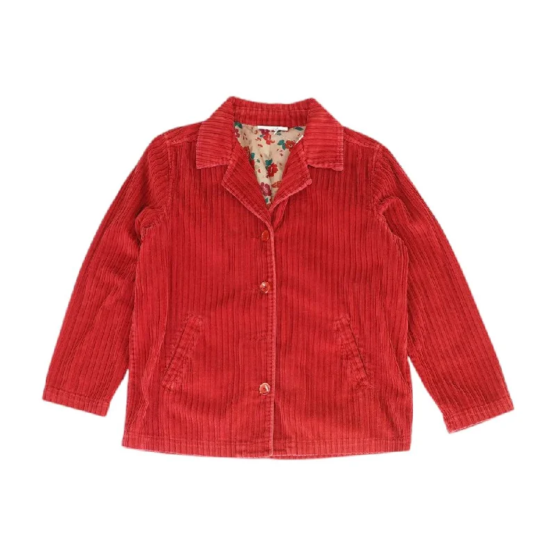 Red Solid Jacket Notch Collar Peter Pan Collar Cowl Neck