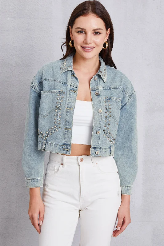 Studded Dropped Shoulder Denim Jacket Herringbone Jacket Houndstooth Jacket Plaid Jacket Studded Dropped Shoulder Denim Jacket Herringbone Jacket Houndstooth Jacket Plaid Jacket