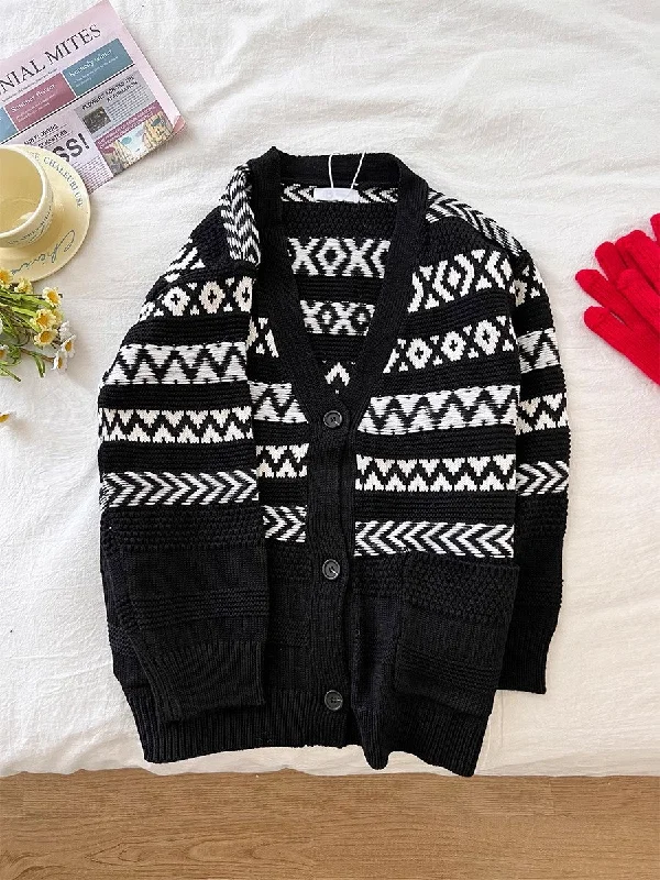 black v-neck casual knitted cardigan jacket S4778 Tailored Jacket Straight Jacket A-Line Jacket black v-neck casual knitted cardigan jacket S4778 Tailored Jacket Straight Jacket A-Line Jacket
