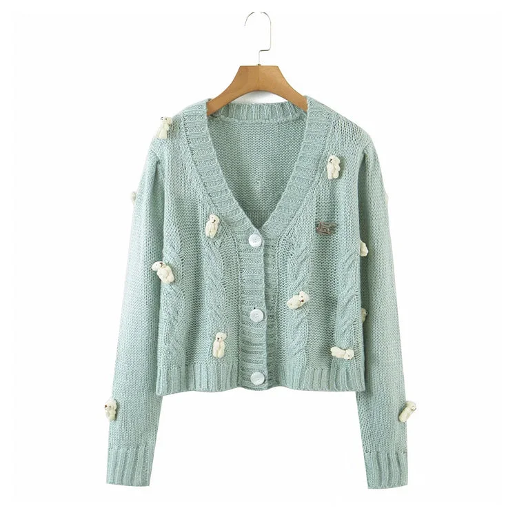 Cartoon little bear knitted cardigan cute loose sweet cardigan jacket 7236 Striped Jacket Polka Dot Jacket Floral Jacket Cartoon little bear knitted cardigan cute loose sweet cardigan jacket 7236 Striped Jacket Polka Dot Jacket Floral Jacket