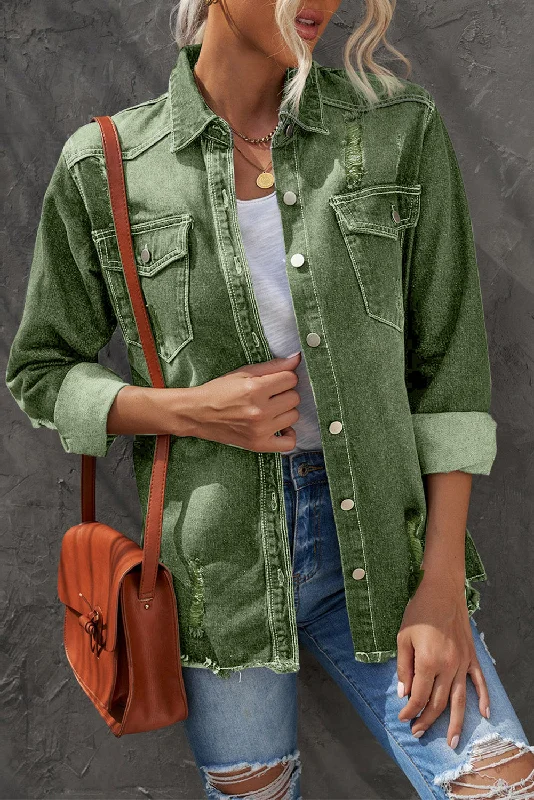Distressed Button Up Raw Hem Denim Jacket Faux Fur Jacket Real Fur Jacket Shearling Jacket Distressed Button Up Raw Hem Denim Jacket Faux Fur Jacket Real Fur Jacket Shearling Jacket