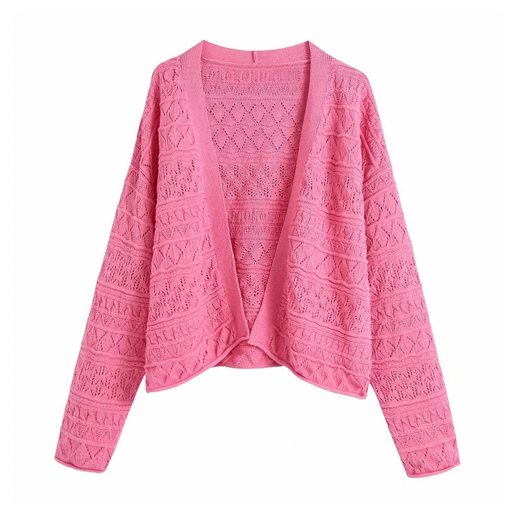 European and American women's autumn new thin knitted jacket 7232 A-Line Jacket Boat Neck Shawl Collar European and American women's autumn new thin knitted jacket 7232 A-Line Jacket Boat Neck Shawl Collar
